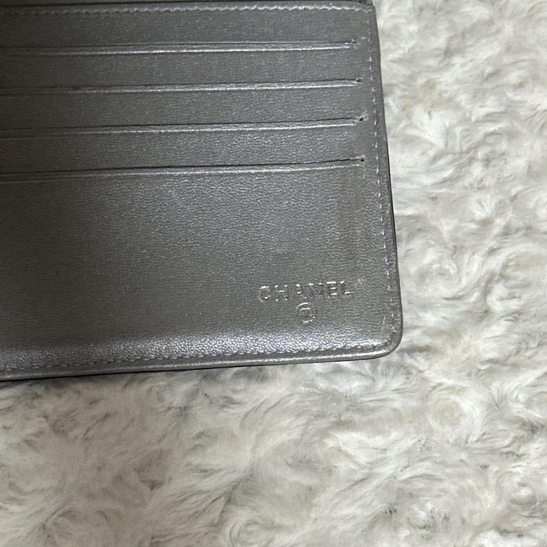 極美品　CHANEL カメリア　長財布　三つ折り財布　ブラック　シルバー金具 極美品 CHANEL カメリア 長財布 三つ折り財布 ブラック シルバー
