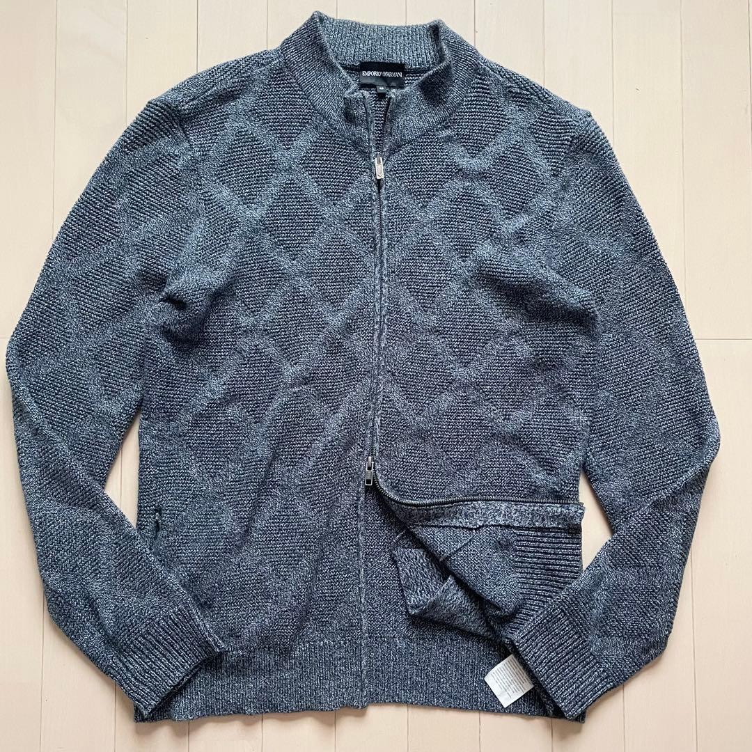 エンポリオアルマーニ ドライバーズニット ジップアップジャケット 48L・EMPORIO ARMANI