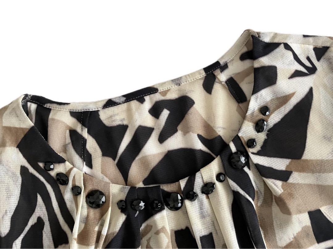 タグ付き 綺麗 Leilian 13 メッシュ ブラウス ビジュー プラス
