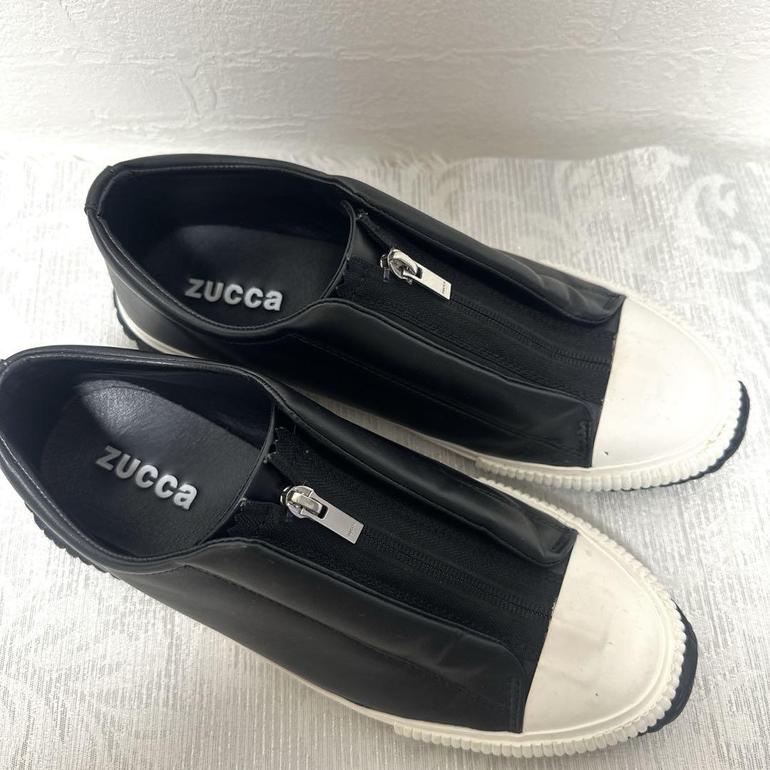 美品】 ズッカ レザースニーカー メンズ フロントセンタージップ