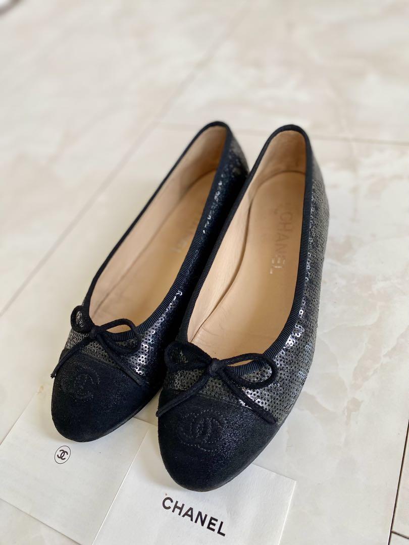 美品 CHANEL スパンコール バレエシューズ 36.5 バレリーナ シャネル