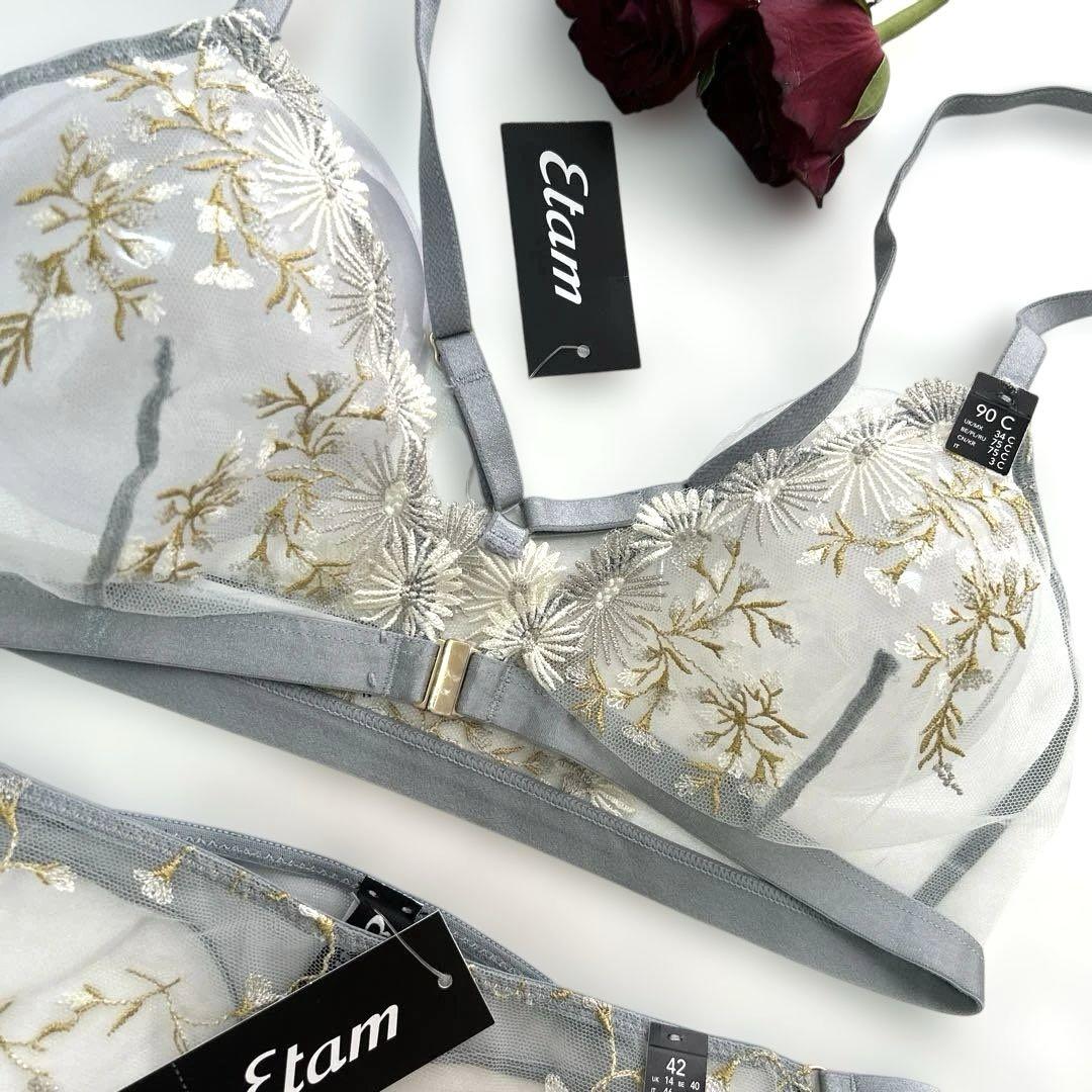 ❤︎フランスランジェリー Etam❤︎ シルバーグレーの刺繍入りランジェリー ❤︎フランスランジェリー Etam❤︎ シルバーグレーの刺繍入り