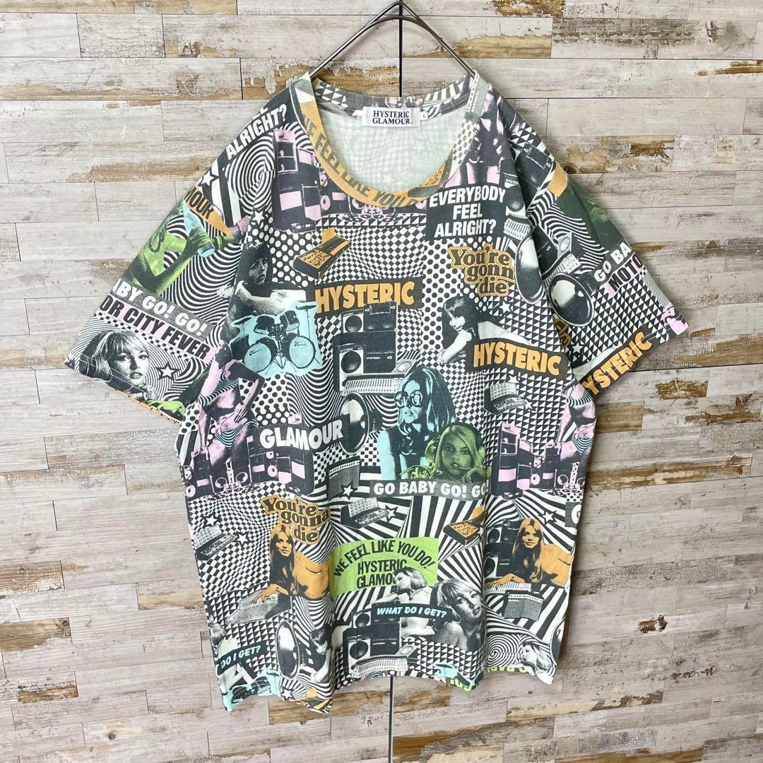 1278 U【希少デザイン】ヒステリックグラマー☆ヒスガール 豪華総柄Ｔシャツ