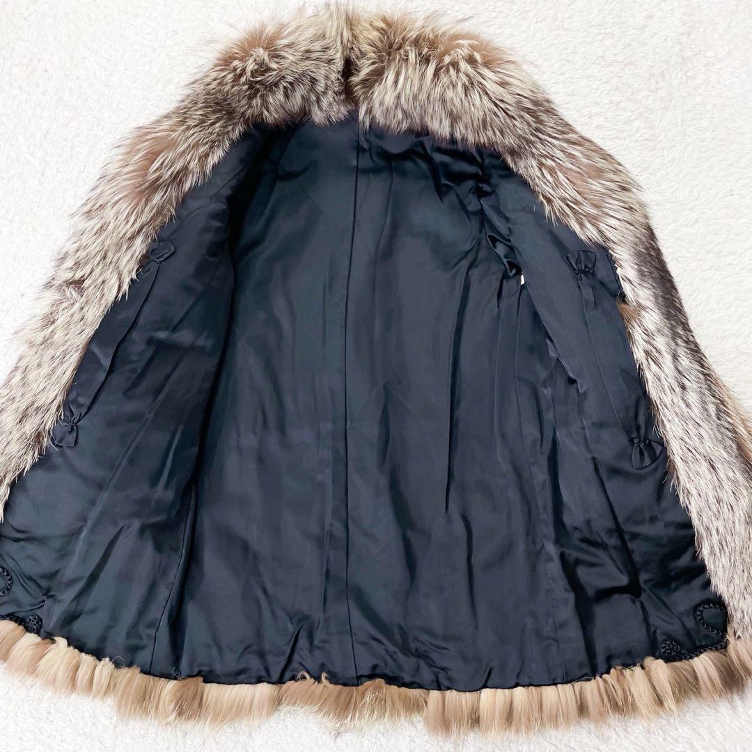 高級毛皮✨美品✨リアルファー 毛皮 シルバーフォックスコート 着丈79cm