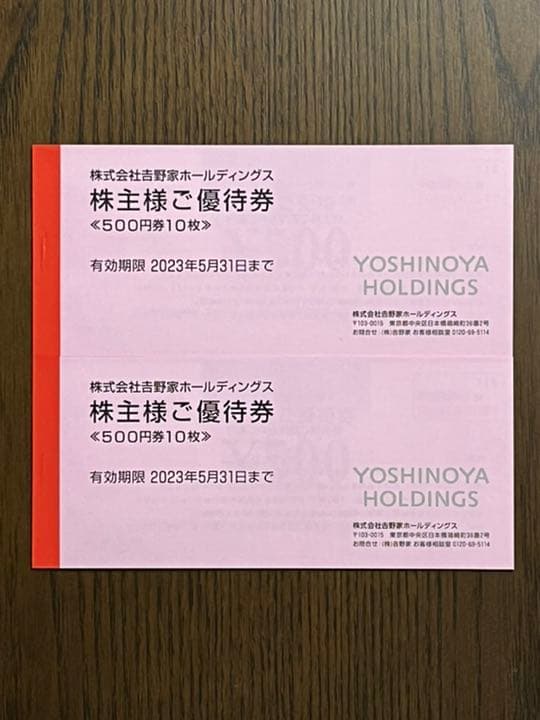 吉野家ホールディングス 株主優待券 10000円分(500円券×20枚