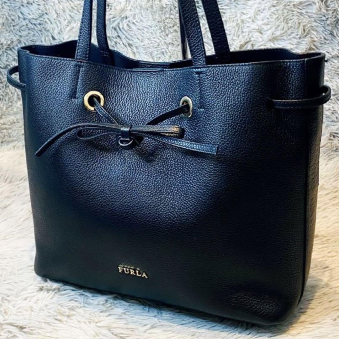 美品】FURLA フルラ コスタンザ トートバッグ レザー 黒 A4収納