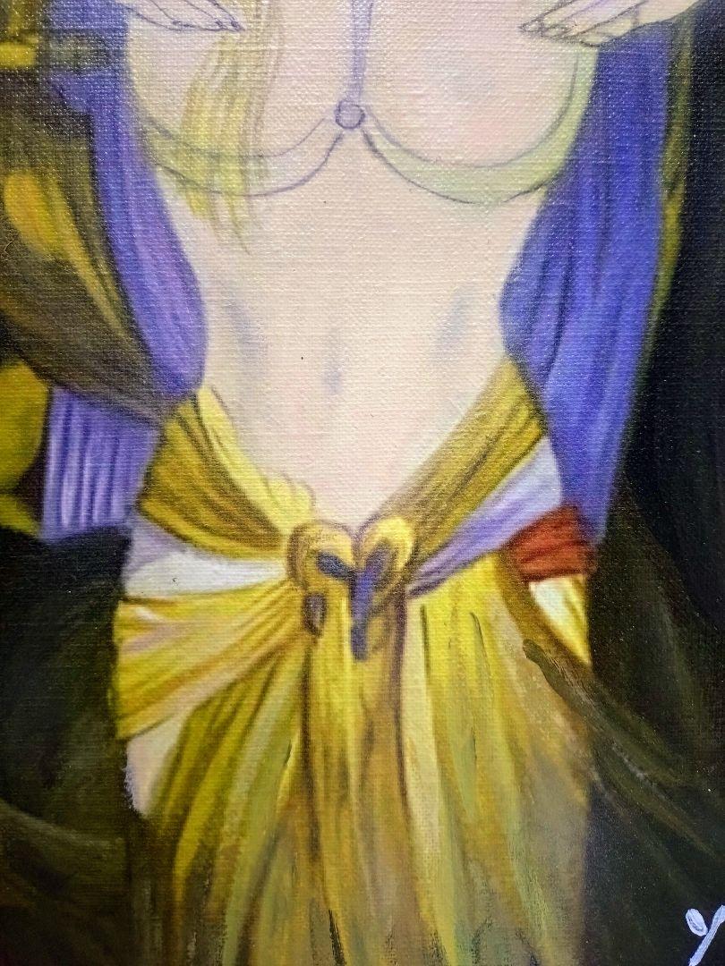 【F6号】天野喜孝　肉筆保証/表・裏サイン有り/油彩/油絵/絵画/額装/額縁