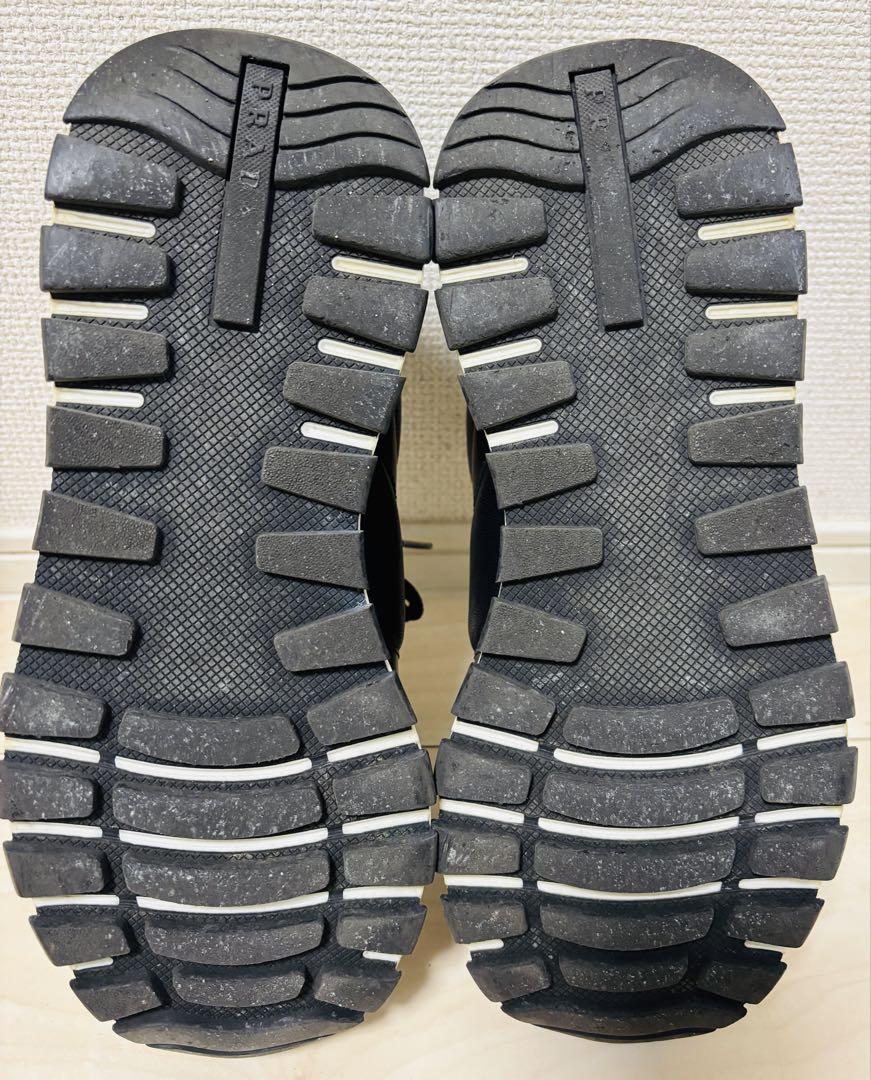 PRADA メンズ ブラックレザースニーカー6 1/2 25.5〜26.0センチ