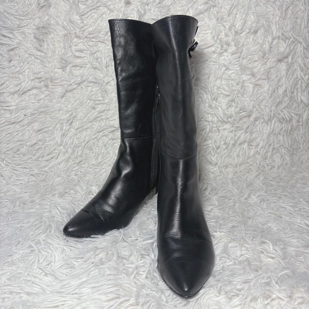 elegance 卑弥呼　ロングブーツ　ブラック　黒　レザー　23cm