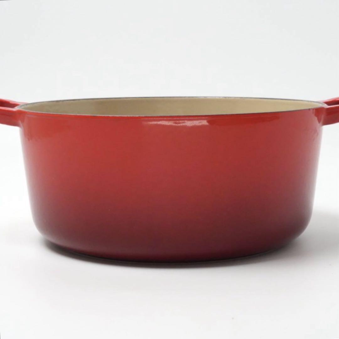 【美品】LE CREUSET　ココット ロンド チェリーレッド　22cm