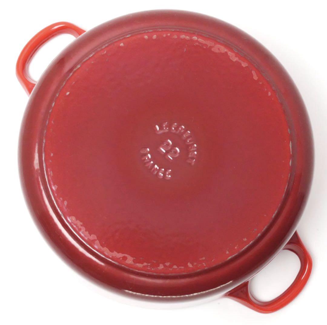 【美品】LE CREUSET　ココット ロンド チェリーレッド　22cm