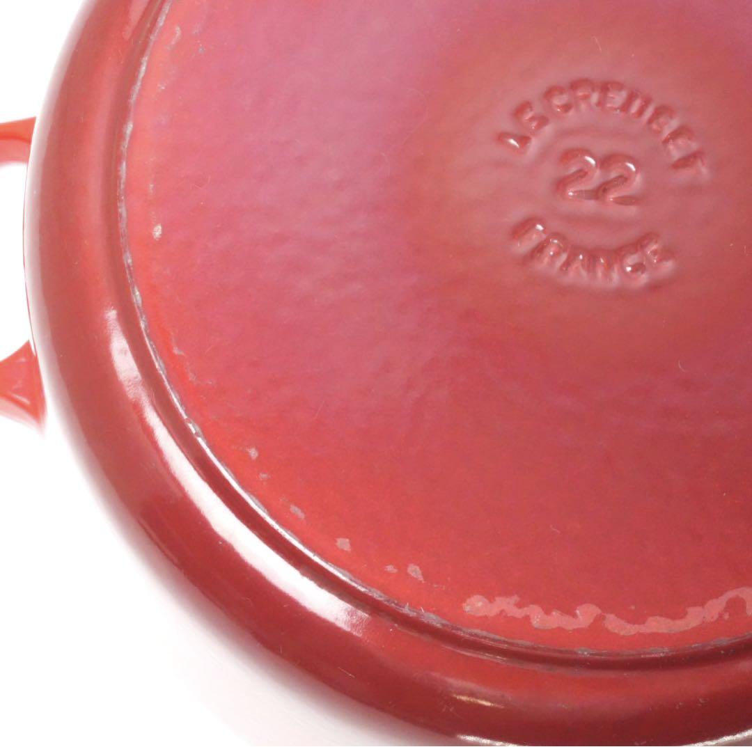 【美品】LE CREUSET　ココット ロンド チェリーレッド　22cm