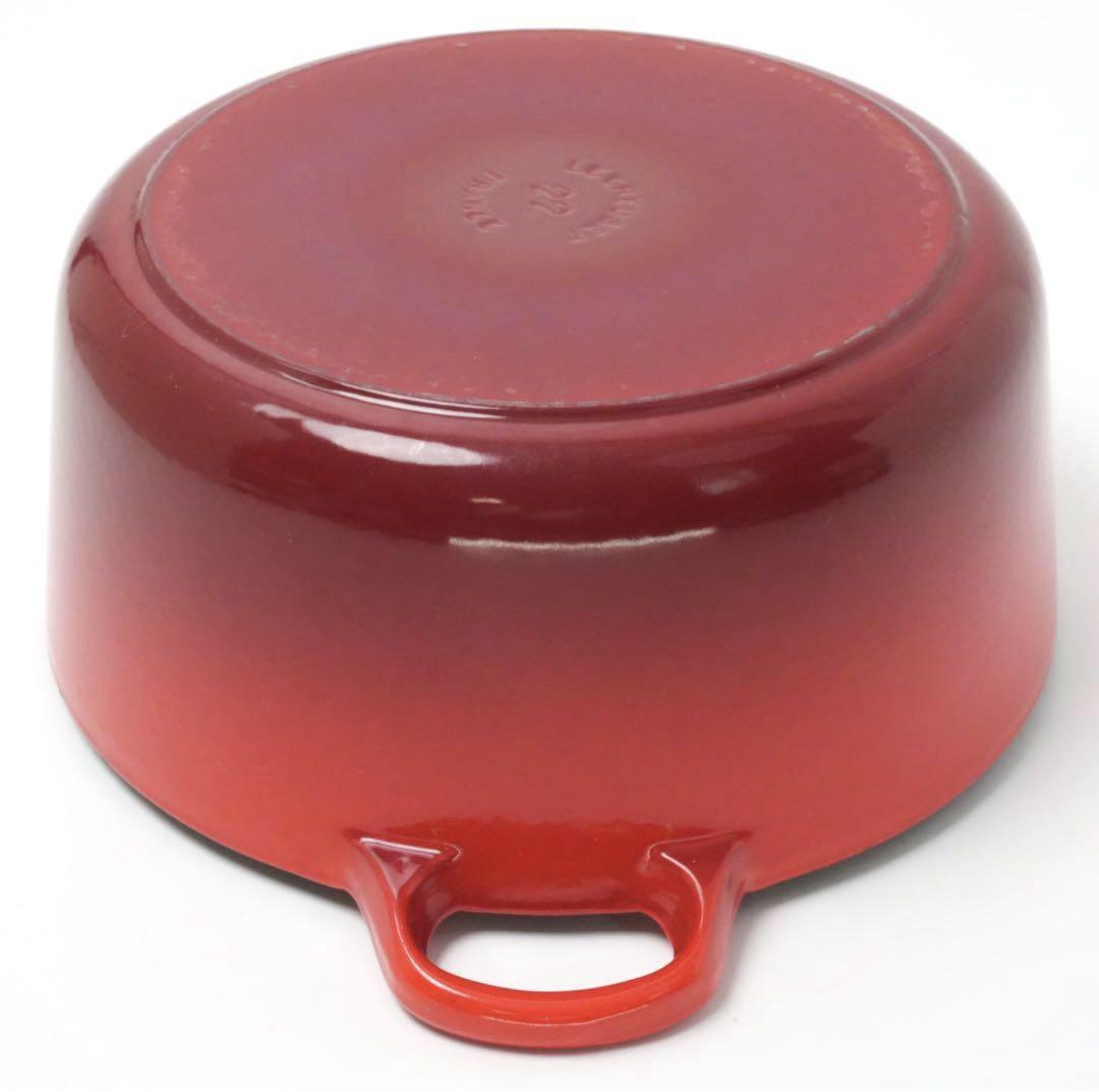 【美品】LE CREUSET　ココット ロンド チェリーレッド　22cm