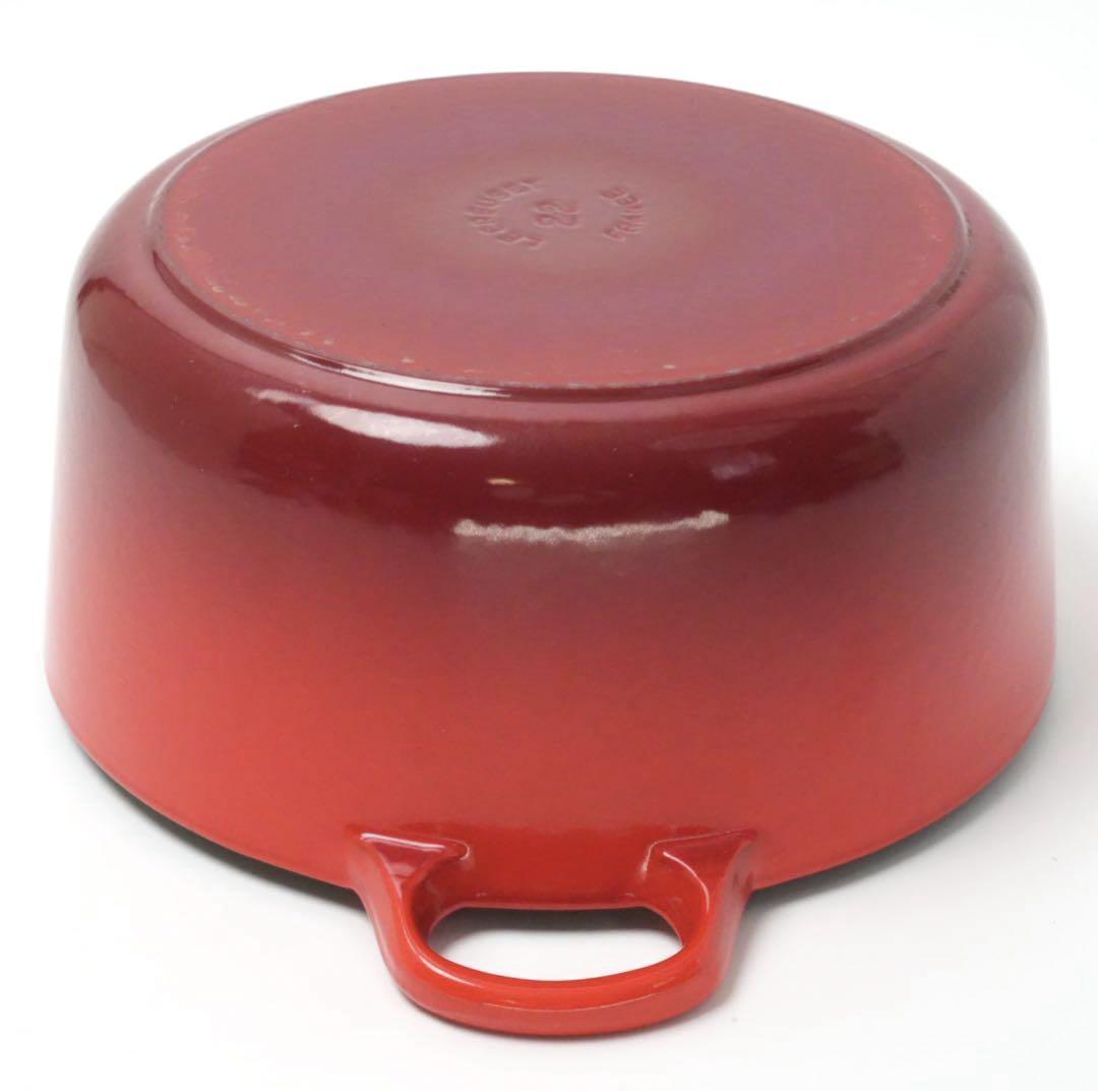 【美品】LE CREUSET　ココット ロンド チェリーレッド　22cm