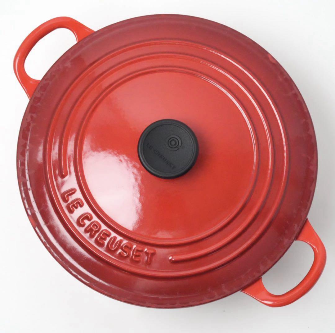 【美品】LE CREUSET　ココット ロンド チェリーレッド　22cm