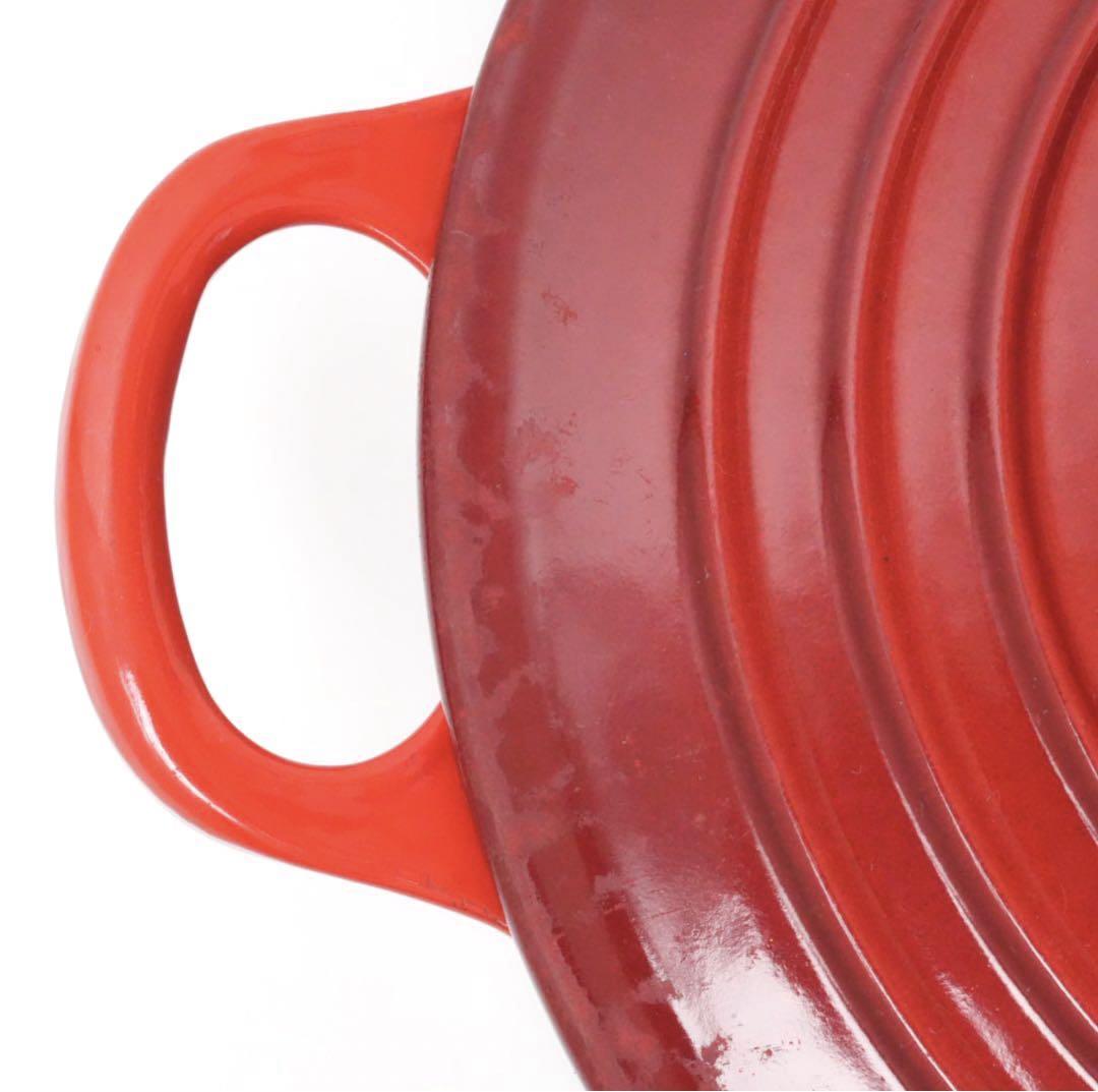 【美品】LE CREUSET　ココット ロンド チェリーレッド　22cm