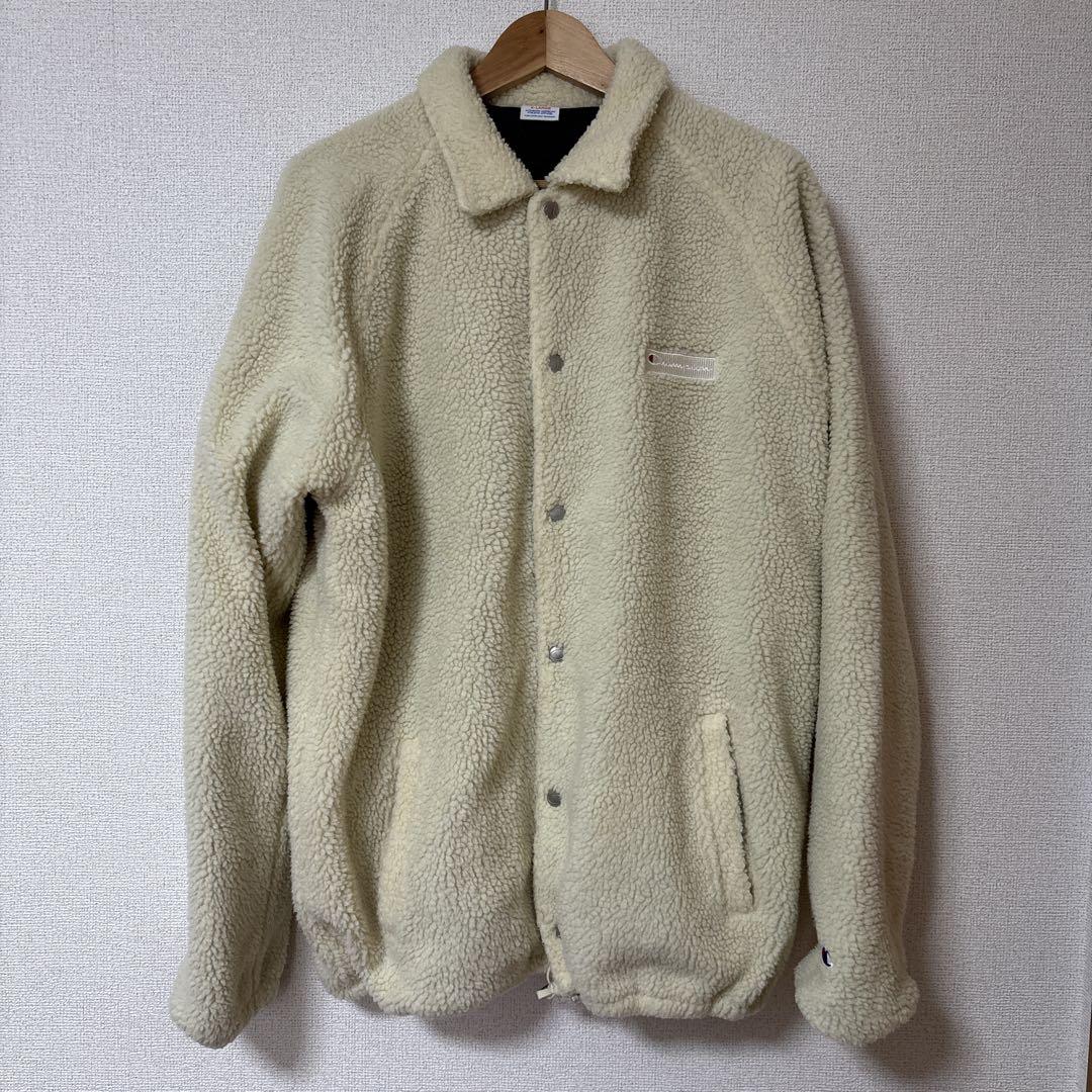 チャンピオンＸＬクリーム色フリースジャケット メンズもこもこボアchampion
