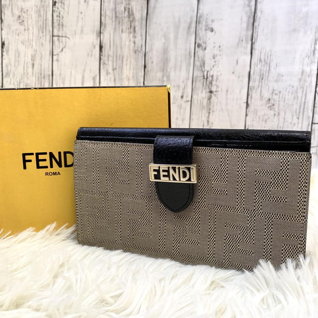 極美品✨FENDI 長財布 ズッカ ロゴ金具 レザー キャンバス ユニセックス