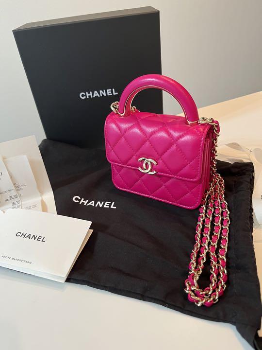 CHANEL フューシャピンク マトラッセ チェーンクラッチ チェーンバック 