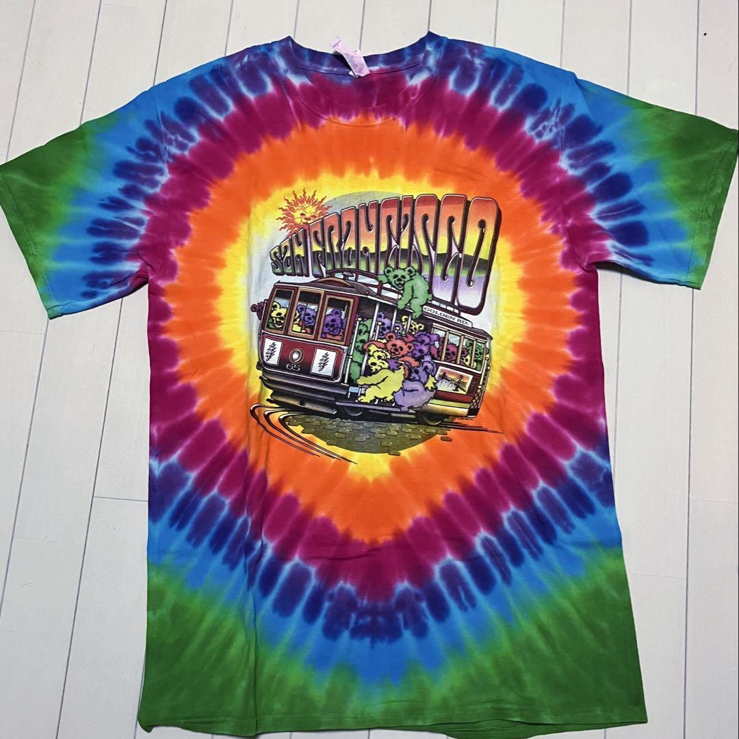 90s 古着　Greatful dead Tシャツ　ダイダイ染め　レインボー　虹