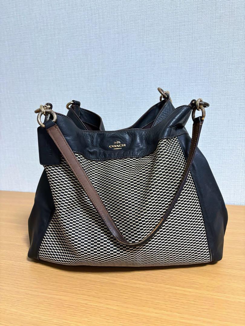 COACH ショルダーバッグ ハンドバッグ チェック柄 ブラック