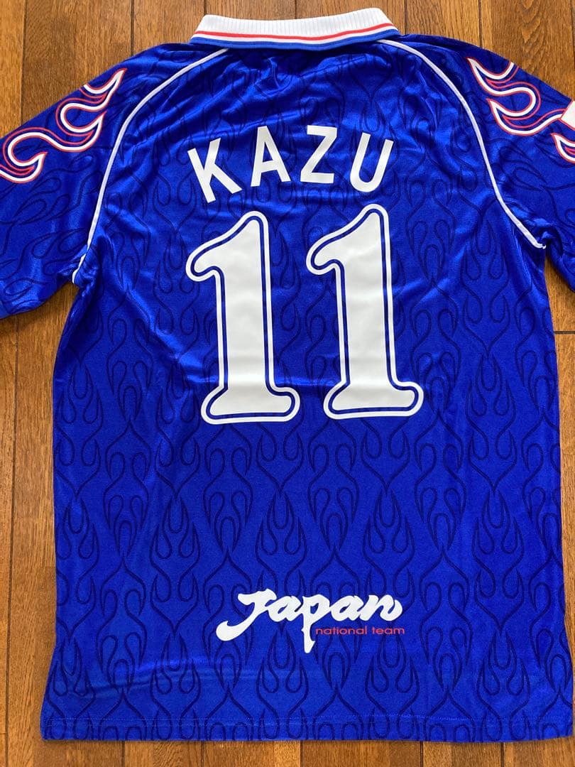新品タグ付 カズ 三浦知良 asics 日本代表 11番 炎 ユニフォーム L