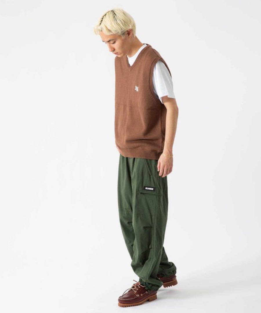 X-LARGE OLD ENGLISH KNIT VEST 茶 綿100％