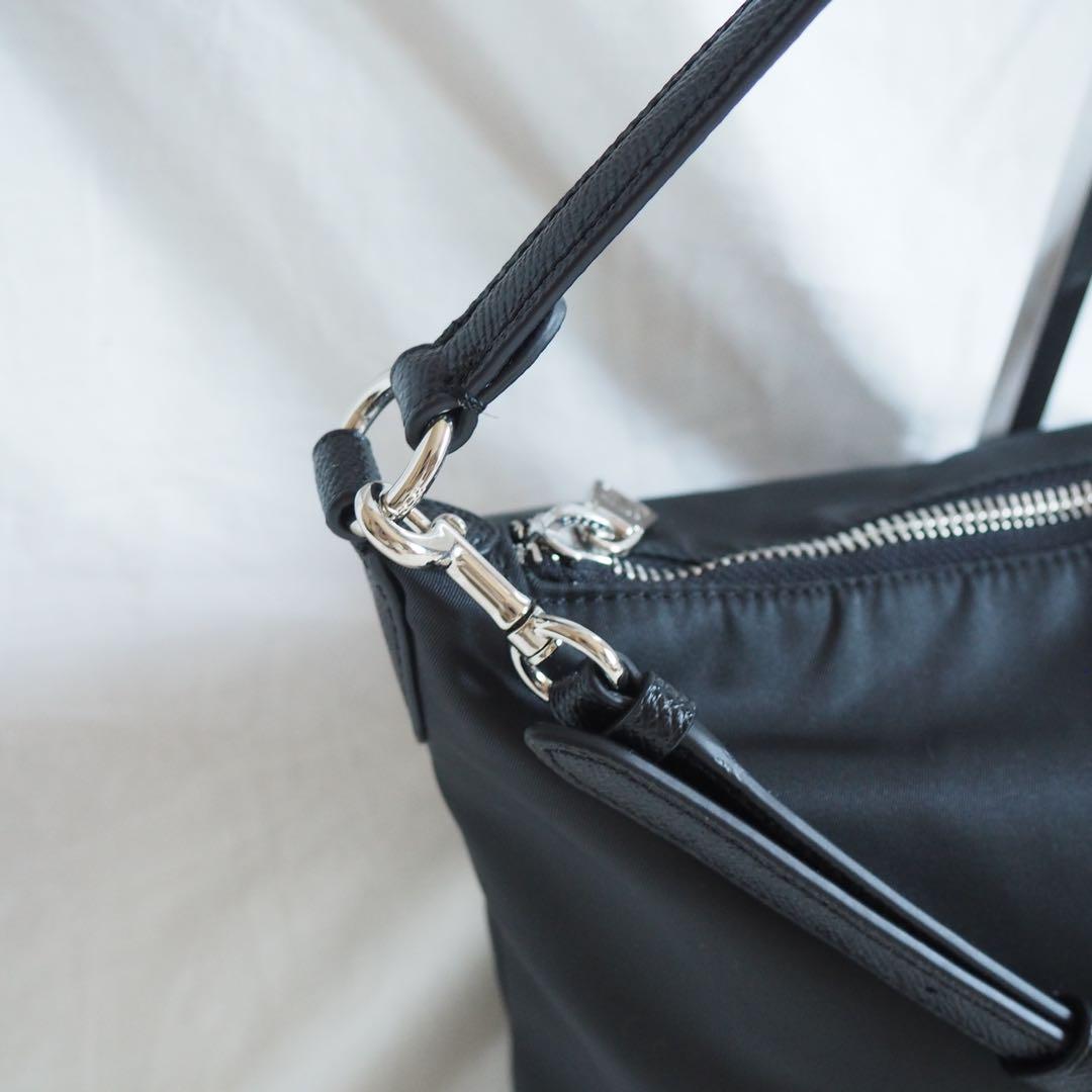 極美品】COACH ナイロン 黒 斜め掛け 2WAY レディース ハンドバッグ