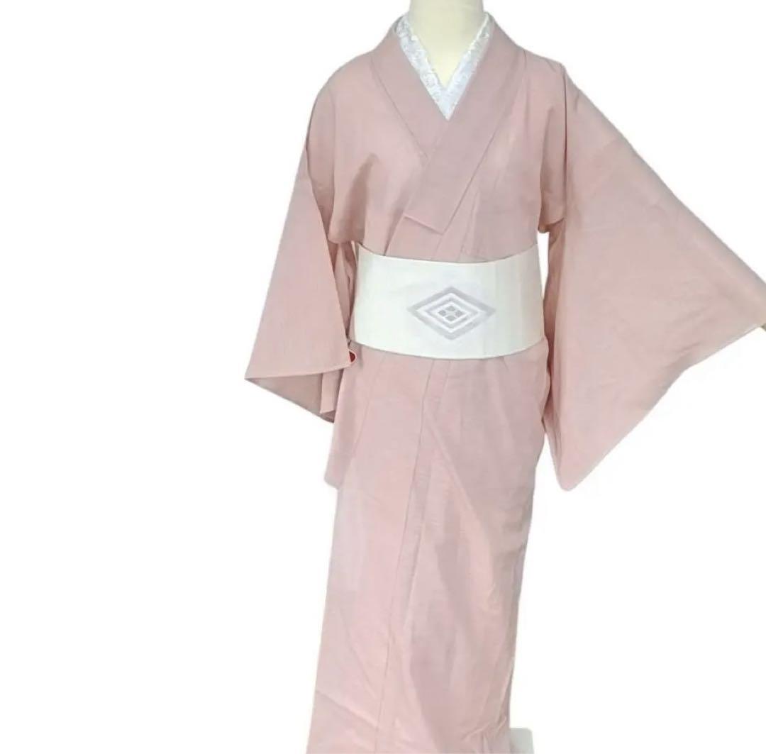 T1 着物 洗える着物　色無地　絽　夏着物　オレンジ