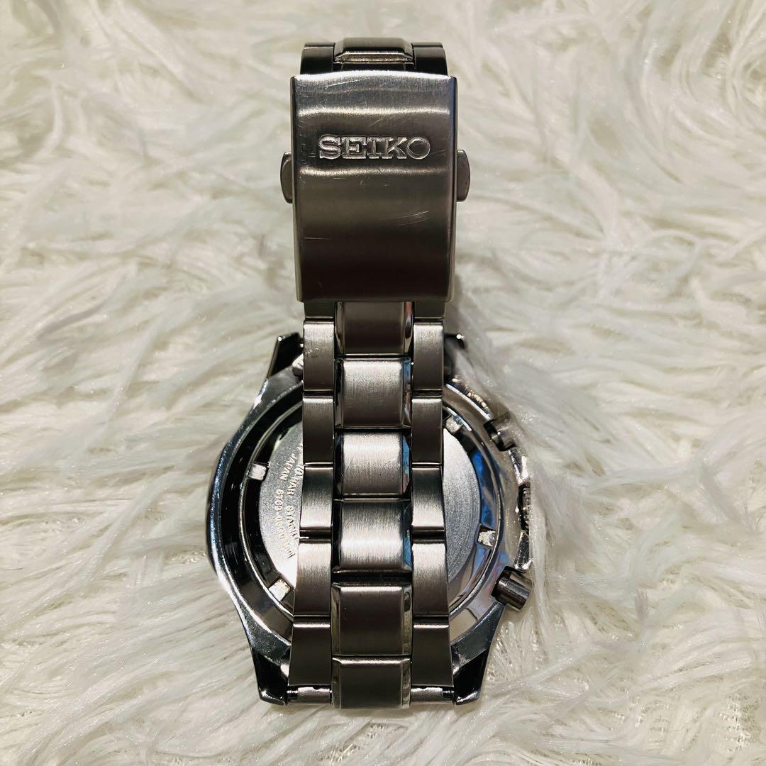 SEIKO 6T63-00G0 クロノグラフ 100m時計　腕時計 ネイビー