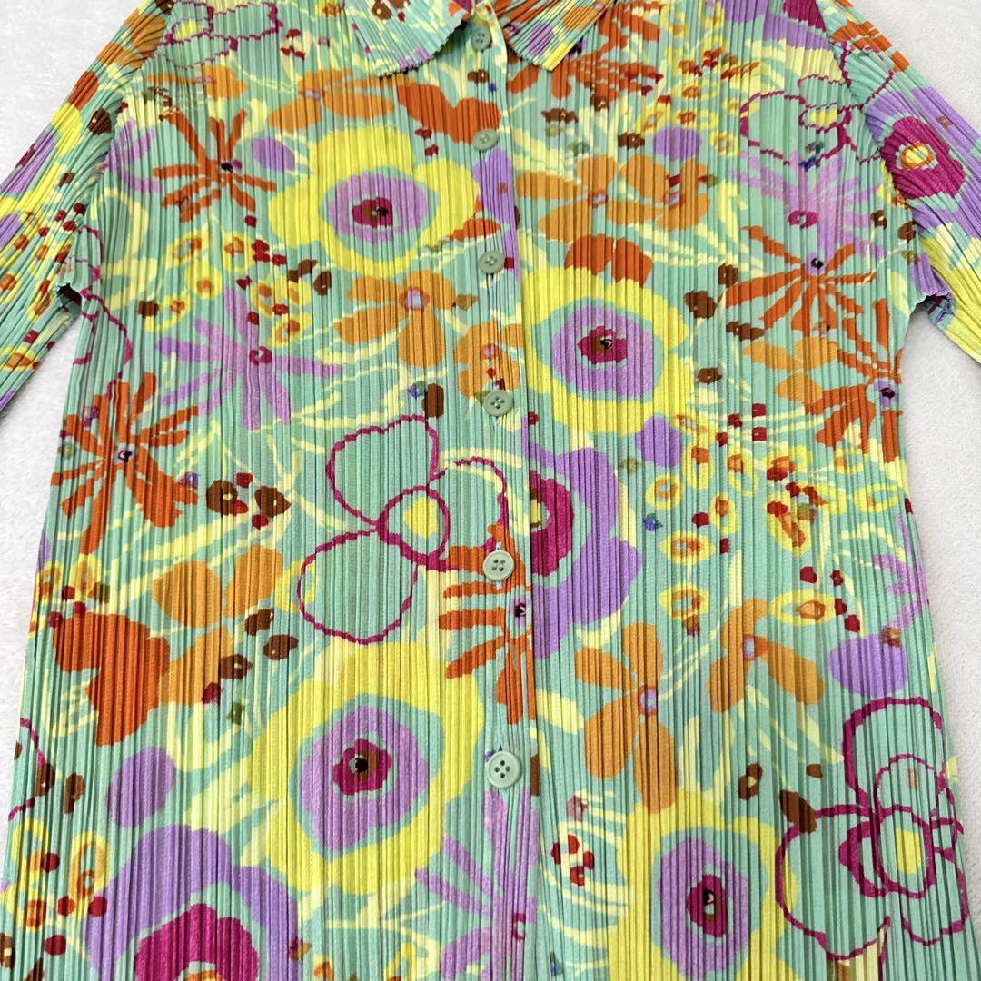 極美品✨PLEATS PLEASE プリーツ　長袖　ブラウス　花柄　サイズ4 極美品✨PLEATS PLEASE プリーツ 長袖 ブラウス 花柄 サイズ4