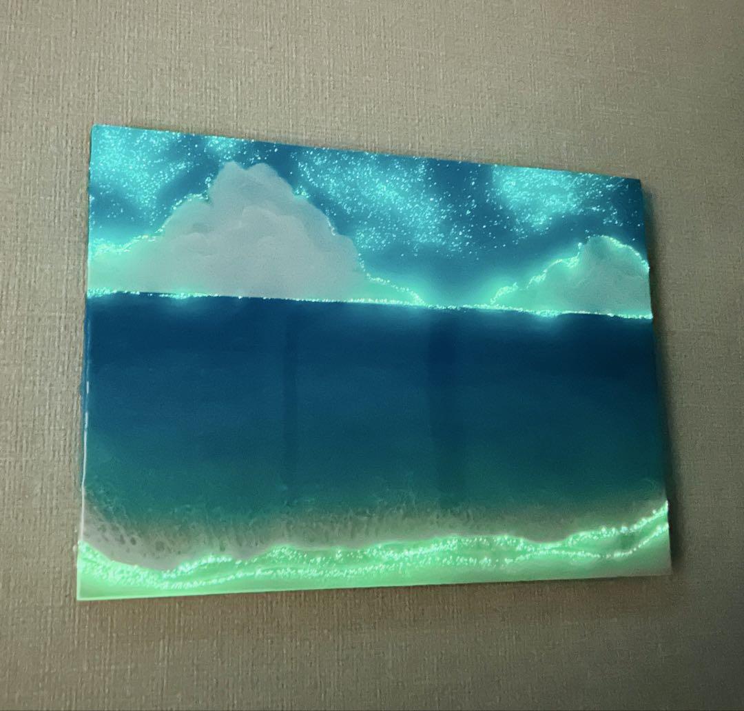 2024蓄光入りレジンアート海No.1【3枚組】 Leaf Edgez Ocean Resin art（オーシャンレジンアート