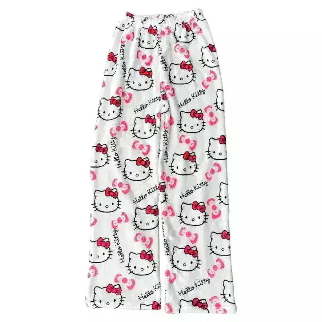 最安値❣️ハローキティ フリース パジャマパンツ キティちゃんズボン　XXL