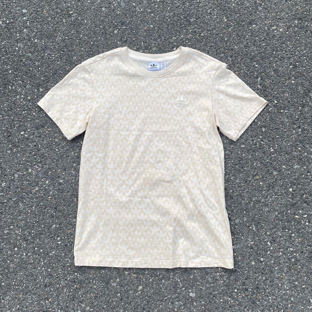 00s adidas Tシャツ 総柄 Y2K アーカイブ 古着 ベージュ