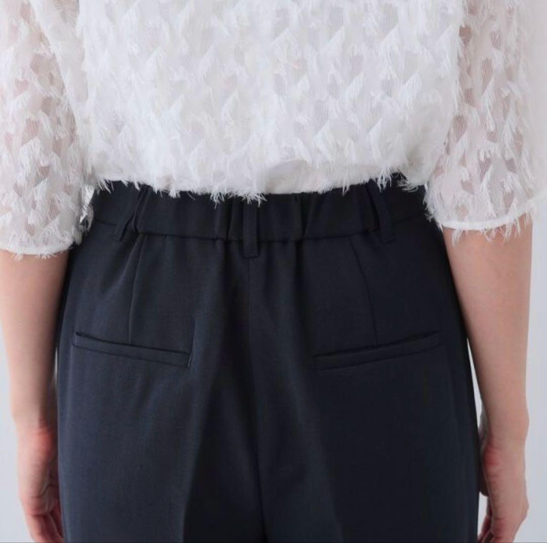 INDIVI ウール調 ワイドパンツ　34 ブラック