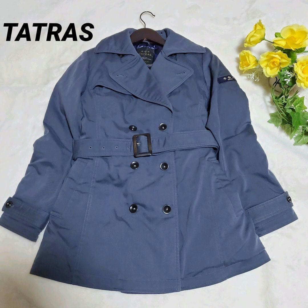 タトラス ダウン トレンチコート ジャケット ショート丈 ベルト ブルー 2L TATRAS