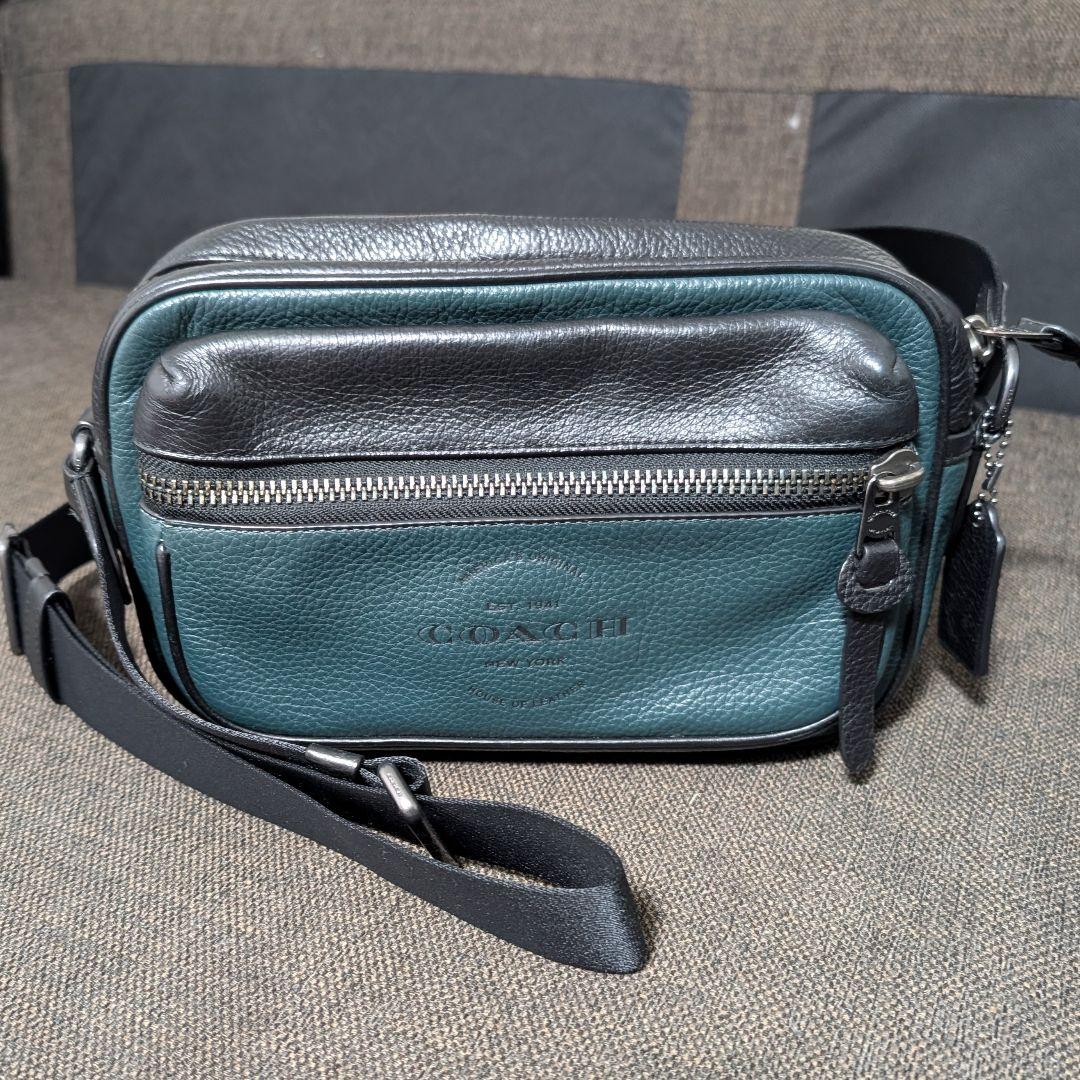 COACH トンプソン スモールカメラバッグ ショルダーバッグ グリーンブラックバッグ