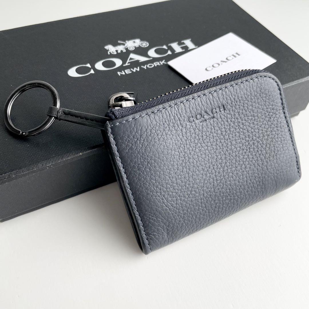 コーチ COACH メンズ 小銭入れ コインケース キーケース レザー ネイビー