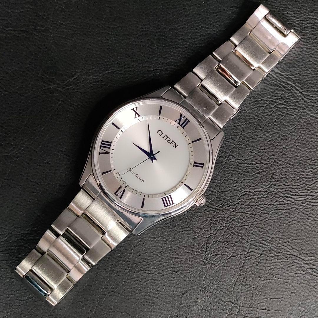 極美品　CITIZEN　シチズン　ホワイト　ブルー　シルバー　ソーラー　腕時計