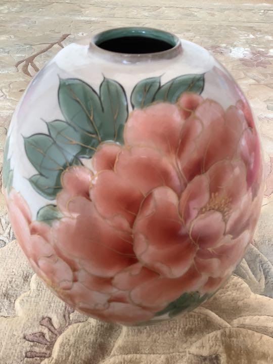 京焼 清水焼 陶あん 白掛牡丹 花瓶 陶器製 日本製 花生 しろがけ