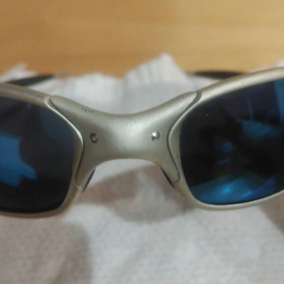 Oakleyジュリエット サングラス 青レンズ シルバーフレーム ケース付き