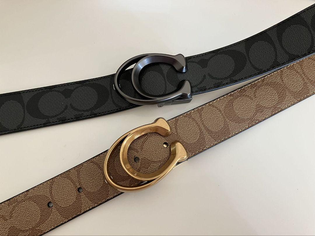 SALE♪コーチ　新品　リバーシブル　メンズベルト　バックル回転　　紳士社会人