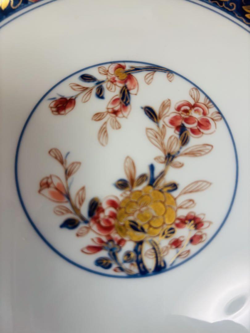 リモージュレイノークタニ花柄金彩装飾陶磁器皿4枚セット青磁25cm