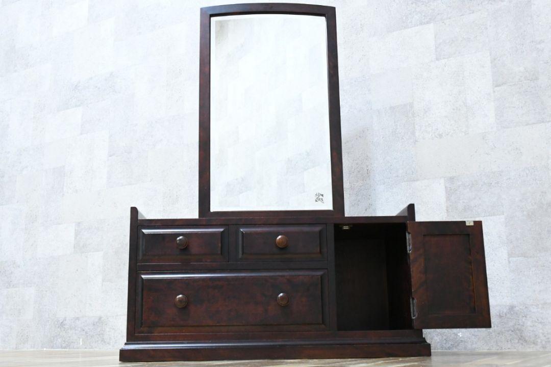 3JK101 神居民芸家具 ドレッサー 鏡台 化粧台 カバ/樺材 和家具 箪笥
