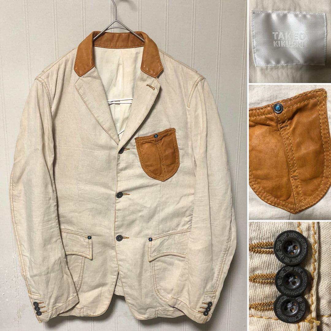 takeo kikuchi USJ ARMY レザー切り替え テラードジャケット