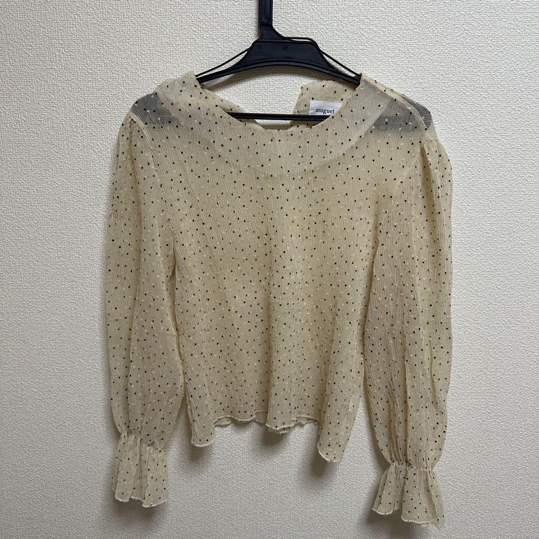 豊富な商品から muguet メルカリ - ブラウス ドット シャツ/ブラウス(半袖/袖なし)