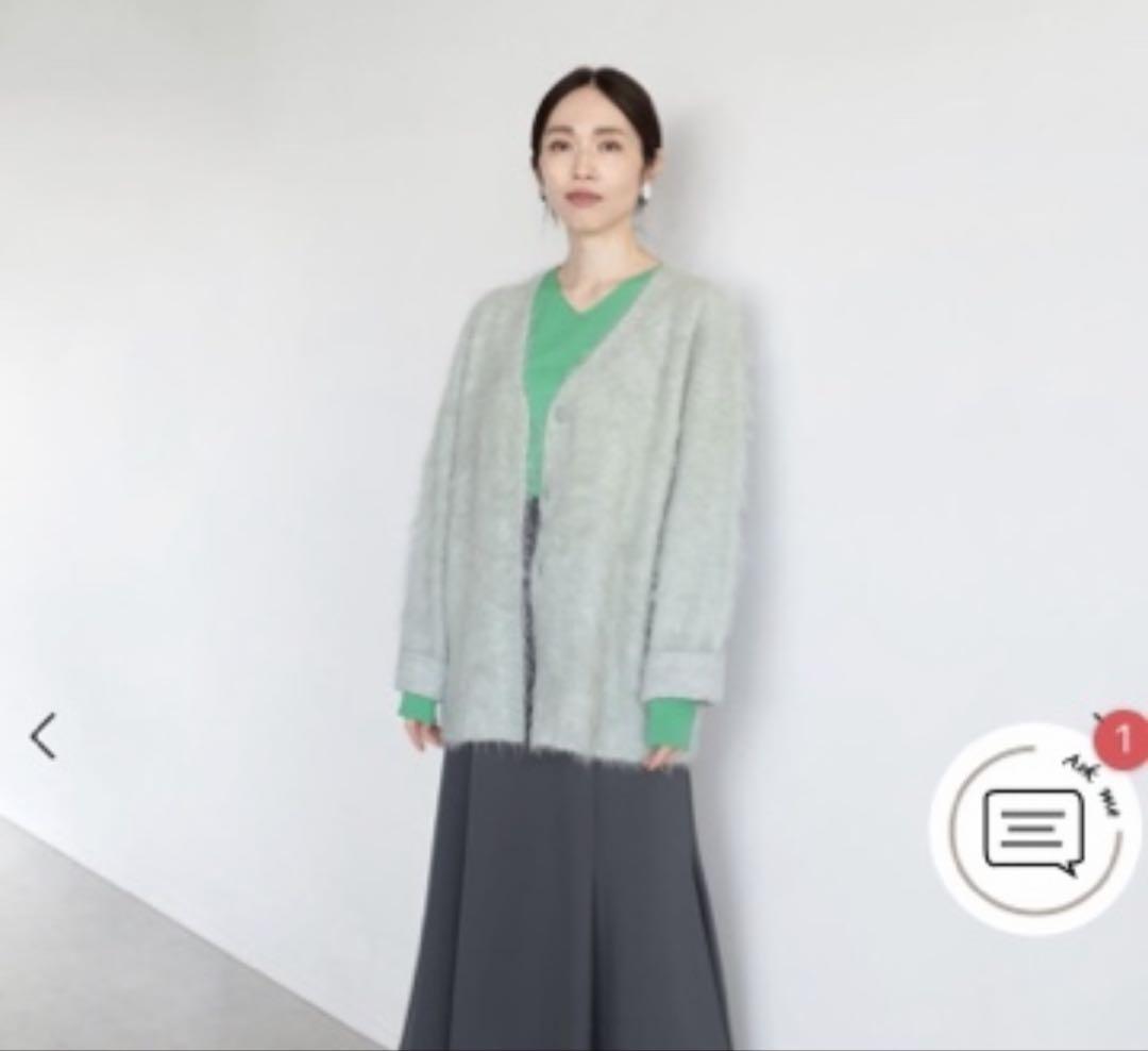 クリーニング済み　極美品　ミントグリーン　ファーリーカーディガン クリーニング済み 極美品 ミントグリーン ファーリー