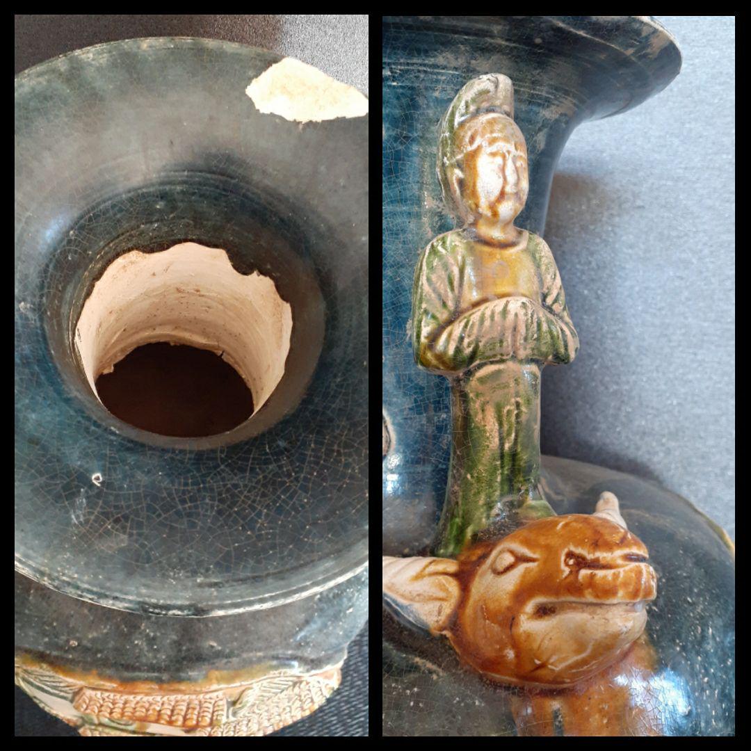 中国古美術 中国古陶磁器 古玩 古代中国 遼時代頃 双耳 陽刻浮彫 人物図 大壺 by メルカリ