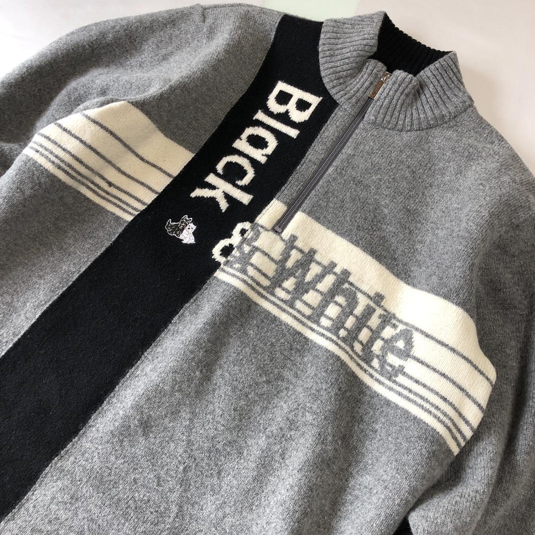 級 ブラックアンドホワイト ハーフジップ セーター スニードジャックL Black&White