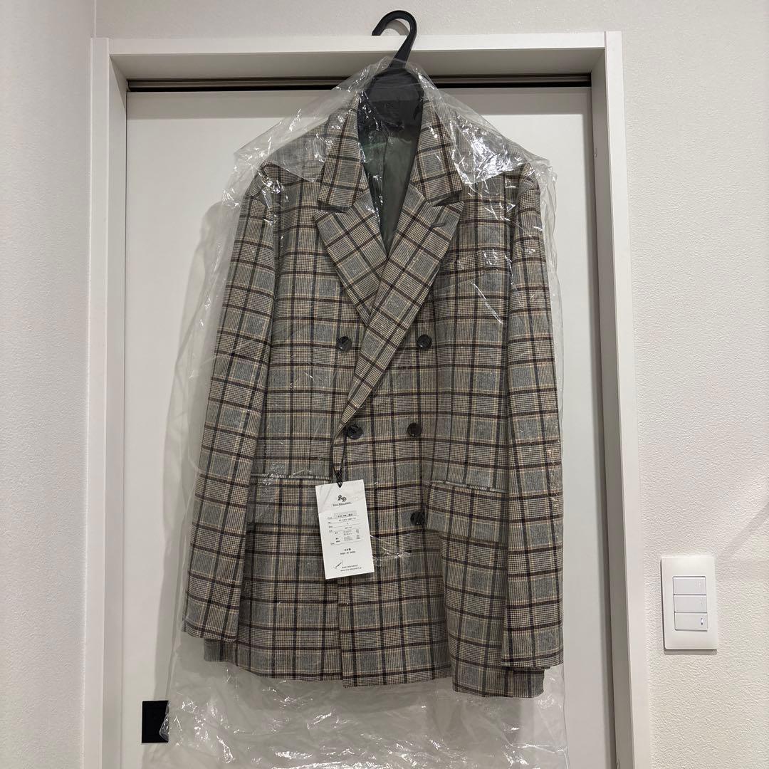 グレー チェック柄 ダブルブレストジャケットM KICS DOCUMENT